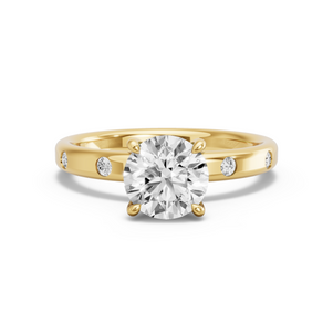 Image for Round Four Prong Ring with Sleek Accent band