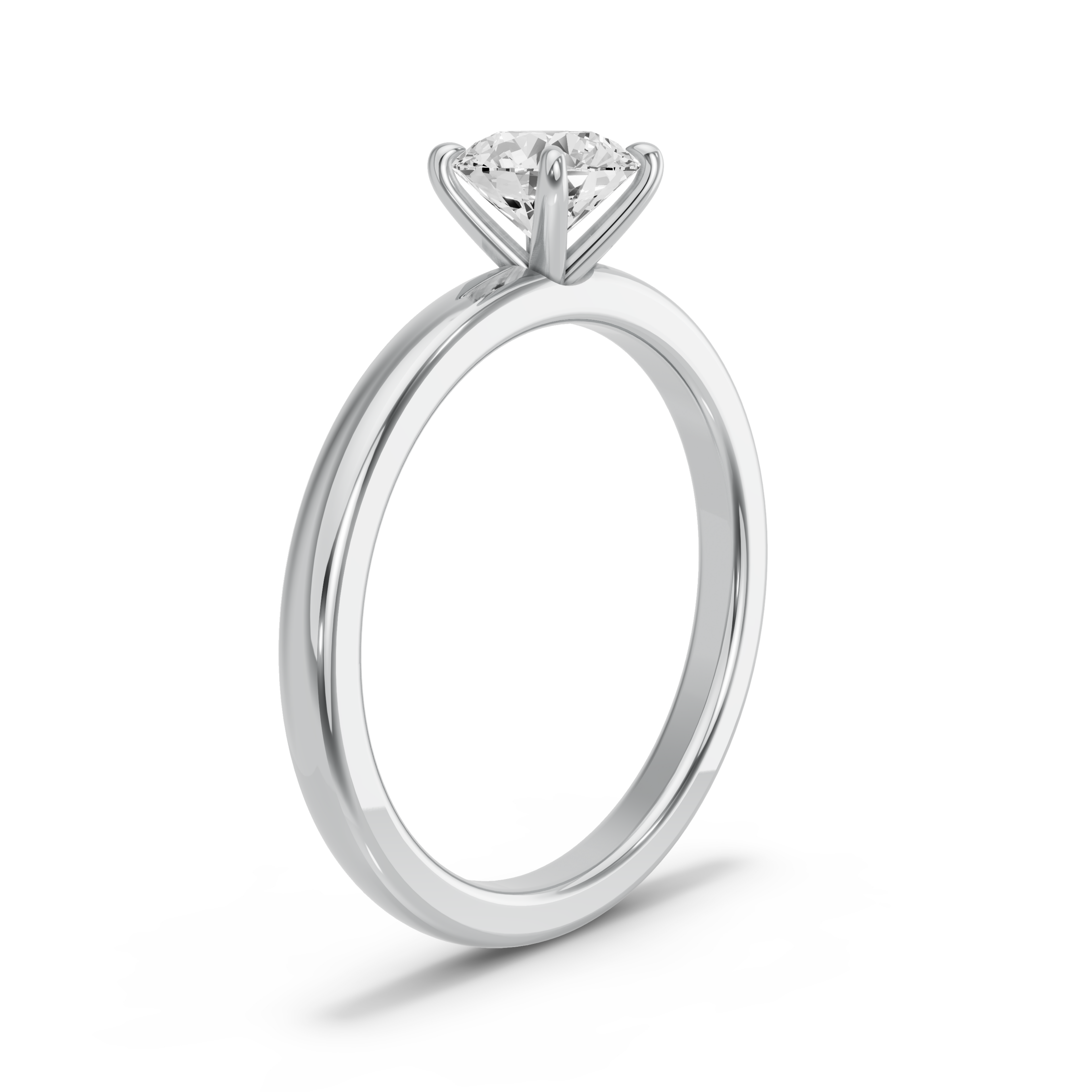 Image for Round Four Prong Ring with Solitaire band in 10K White Gold