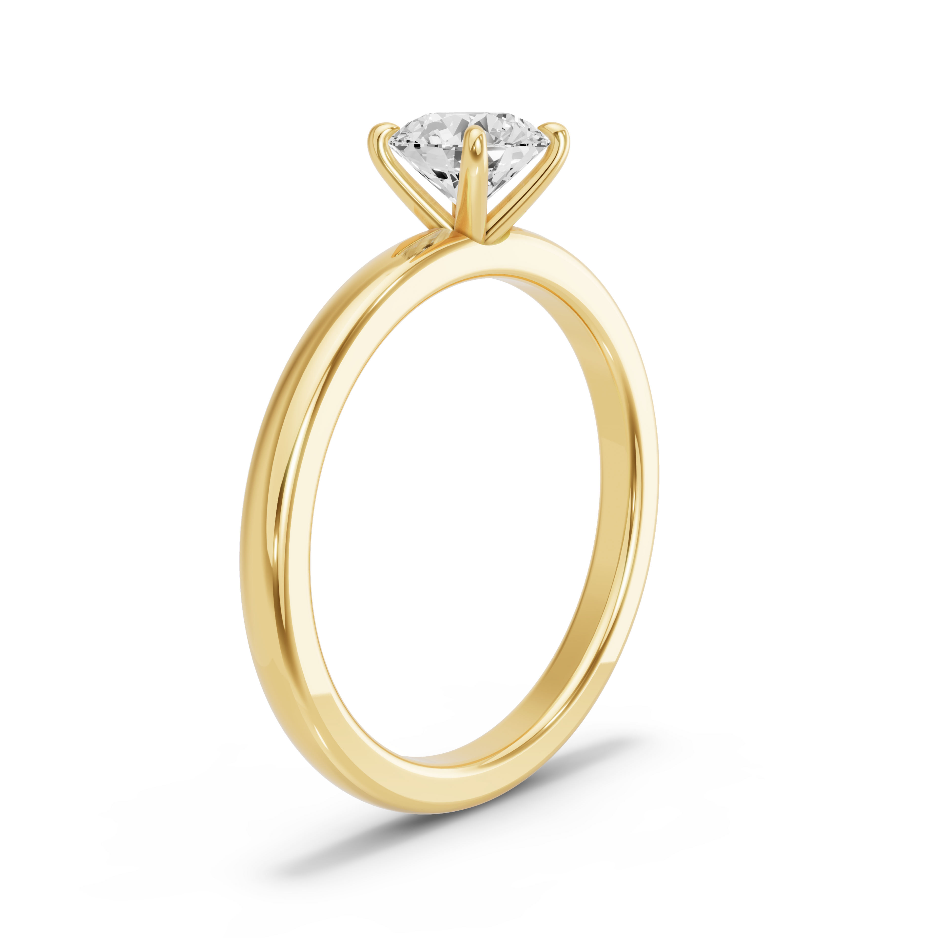 Image for Round Four Prong Ring with Solitaire band in 18K Yellow Gold