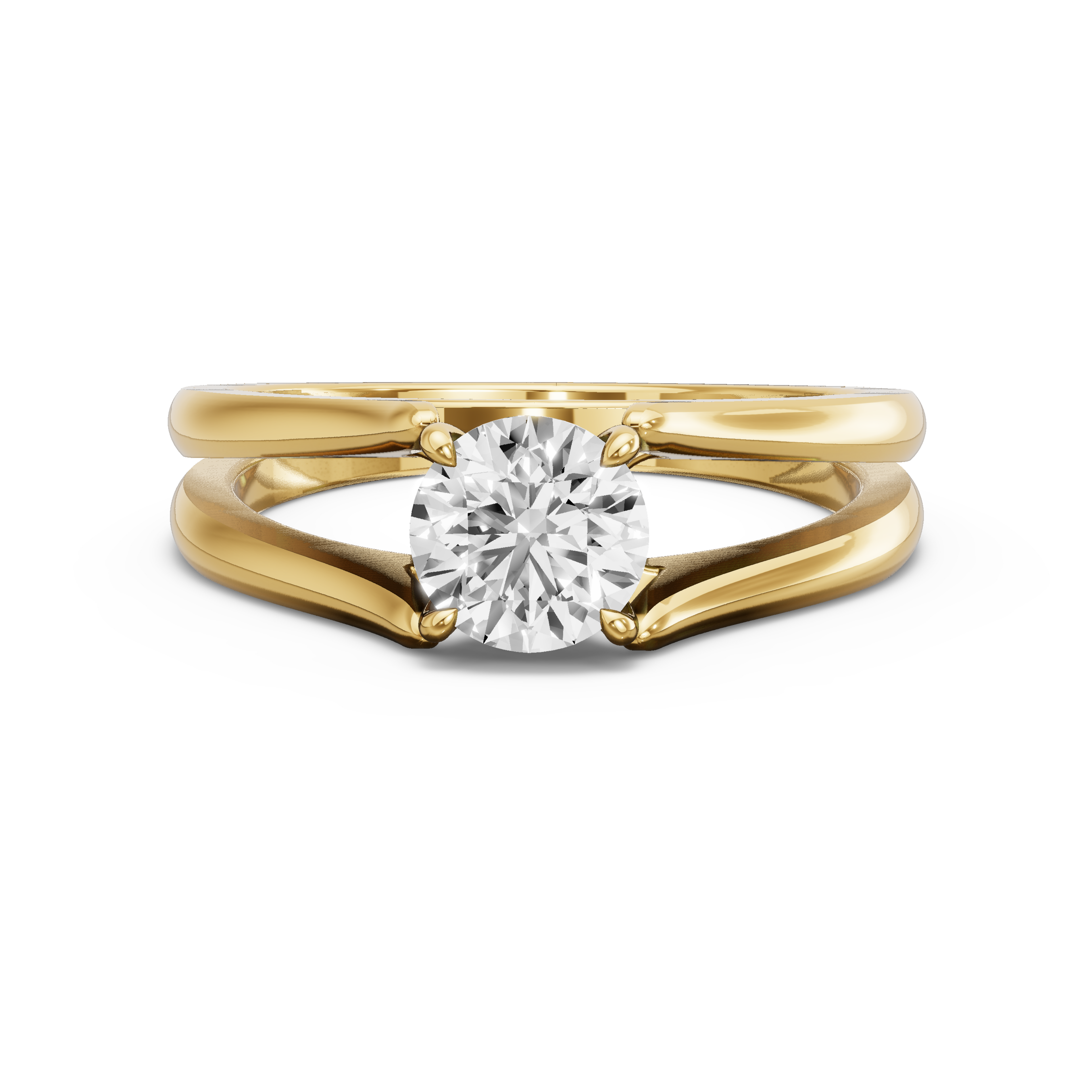 Image for Round Four Prong Ring with Split Ring Solitaire band in 10K Yellow Gold