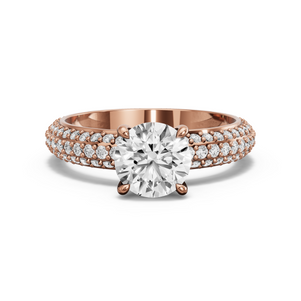 Image for Round Four Prong Ring with Triple Row Pave band
