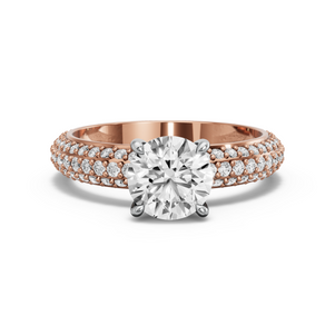 Image for Round Four Prong Ring with Triple Row Pave band