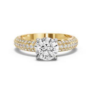 Image for Round Four Prong Ring with Triple Row Pave band