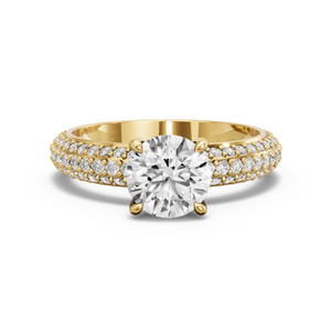 Image for Round Four Prong Ring with Triple Row Pave band