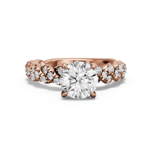 Image for Round Four Prong Ring with Twist Pave band