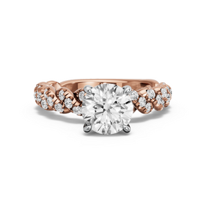 Image for Round Four Prong Ring with Twist Pave band