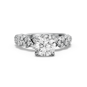 Image for Round Four Prong Ring with Twist Pave band