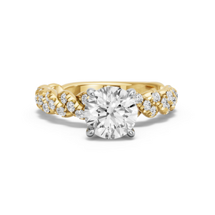Image for Round Four Prong Ring with Twist Pave band