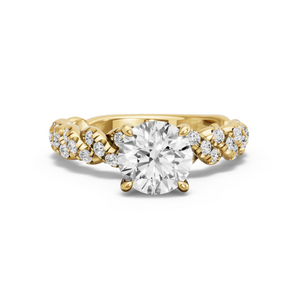 Image for Round Four Prong Ring with Twist Pave band