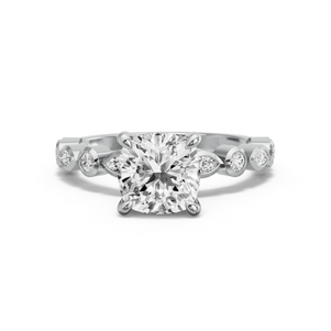 Image for Square Cushion Four Prong Ring with Alternating Marquise band