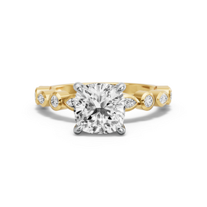 Image for Square Cushion Four Prong Ring with Alternating Marquise band
