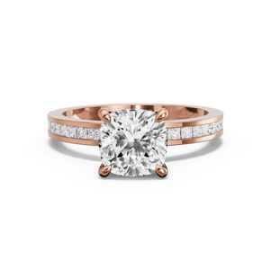 Image for Square Cushion Four Prong Ring with Channel band