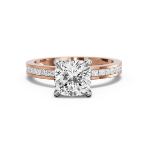 Image for Cushion Four Prong Ring with Channel band