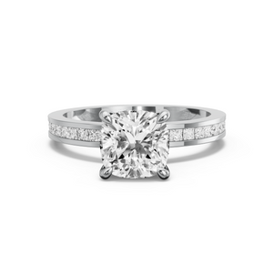 Image for Square Cushion Four Prong Ring with Channel band