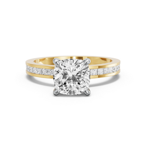 Image for Cushion Four Prong Ring with Channel band