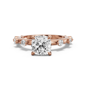 Image for Square Cushion Four Prong Ring with Floating Station band