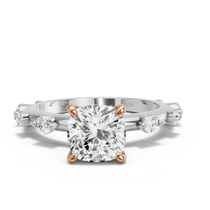 Image for Cushion Four Prong Ring with Floating Station band