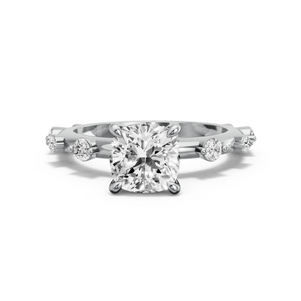 Image for Square Cushion Four Prong Ring with Floating Station band