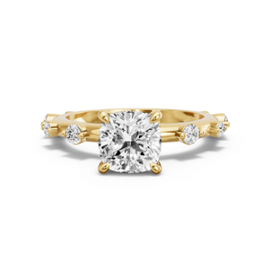 Image for Square Cushion Four Prong Ring with Floating Station band
