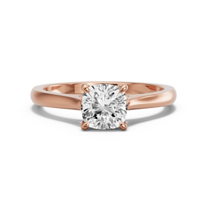 Image for Square Cushion Four Prong Ring with Knife Edge Cathedral band in 14K Rose Gold