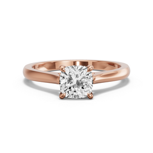 Image for Square Cushion Four Prong Ring with Knife Edge Cathedral band