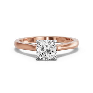 Image for Square Cushion Four Prong Ring with Knife Edge Cathedral band