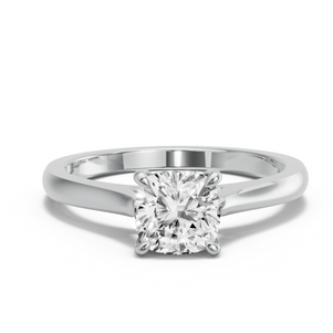 Image for Square Cushion Four Prong Ring with Knife Edge Cathedral band