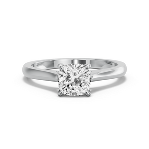 Image for Square Cushion Four Prong Ring with Knife Edge Cathedral band