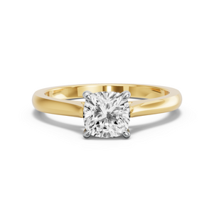 Image for Square Cushion Four Prong Ring with Knife Edge Cathedral band