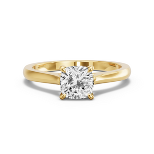 Image for Square Cushion Four Prong Ring with Knife Edge Cathedral band