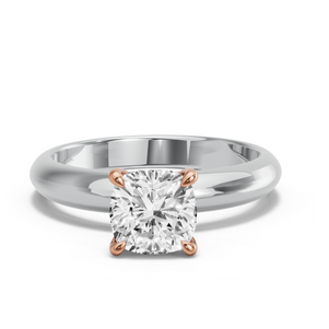Image for Cushion Four Prong Ring with Knife Edge Solitaire band