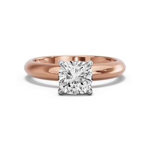 Image for Square Cushion Four Prong Ring with Knife Edge Solitaire band in 10K Two Tone Rose Gold