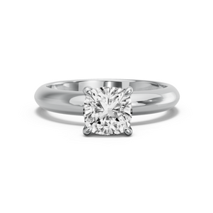 Image for Square Cushion Four Prong Ring with Knife Edge Solitaire band in 14K White Gold