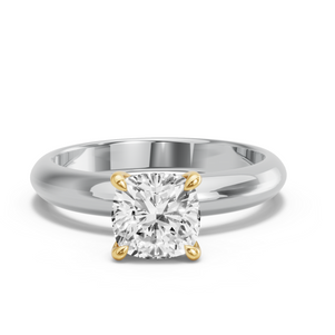 Image for Square Cushion Four Prong Ring with Knife Edge Solitaire band
