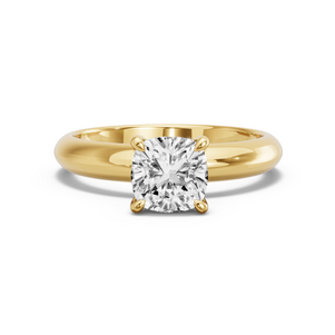 Image for Square Cushion Four Prong Ring with Knife Edge Solitaire band in 14K Yellow Gold