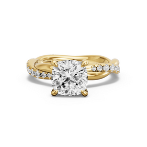 Image for Square Cushion Four Prong Ring with Rope Pave band