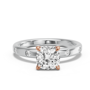 Image for Cushion Four Prong Ring with Sleek Accent band