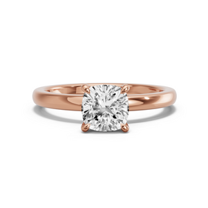 Image for Square Cushion Four Prong Ring with Solitaire band in 18K Rose Gold