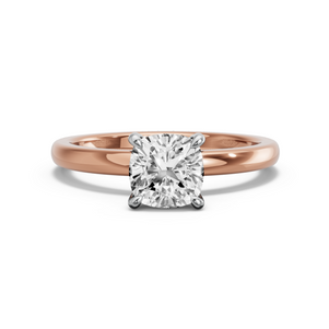 Image for Square Cushion Four Prong Ring with Solitaire band in 18K Two Tone Rose Gold