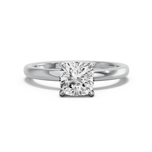 Image for Square Cushion Four Prong Ring with Solitaire band in 18K White Gold