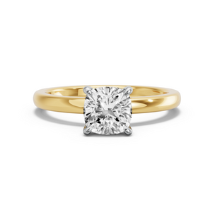 Image for Square Cushion Four Prong Ring with Solitaire band in 18K Two Tone Yellow Gold