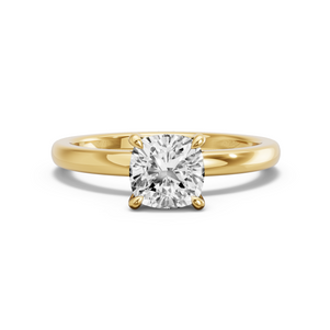 Image for Square Cushion Four Prong Ring with Solitaire band in 14K Yellow Gold