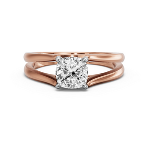 Image for Square Cushion Four Prong Ring with Split Ring Solitaire band
