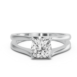 Image for Cushion Four Prong Ring with Split Ring Solitaire band