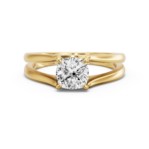 Image for Square Cushion Four Prong Ring with Split Ring Solitaire band