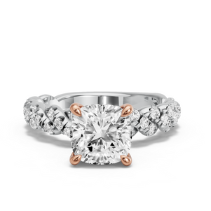 Image for Cushion Four Prong Ring with Twist Pave band