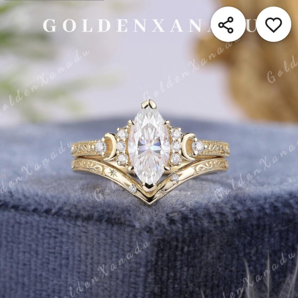 Custom 2.00ct Marquise Lab-Grown Diamond Ring with Guard | 18K White Gold | D VVS2