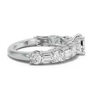Image for Asscher Hidden Halo Ring with Alternating Baguette band
