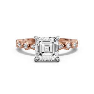 Image for Asscher Hidden Halo Ring with Alternating Marquise band