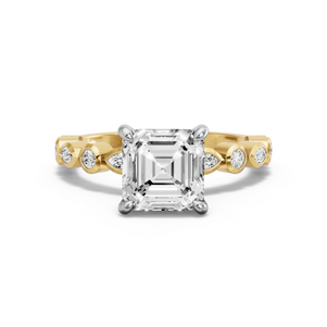 Image for Asscher Hidden Halo Ring with Alternating Marquise band